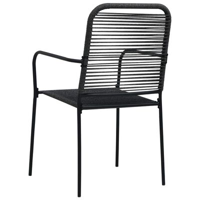 vidaXL Patio Chairs 4 pcs Cotton Rope and Steel Black