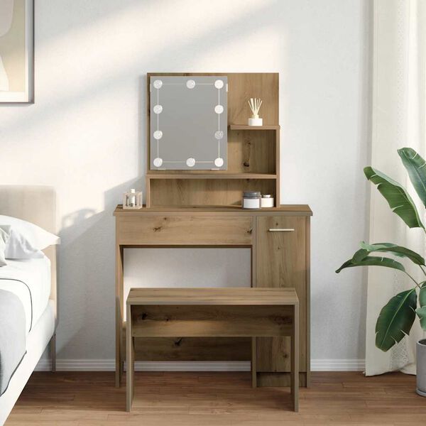 vidaXL Dressing Table Set Artisan oak Engineered wood Standard