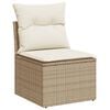 vidaXL Garden Sofa Set Beige PE Rattan Large Adjustable Armrests