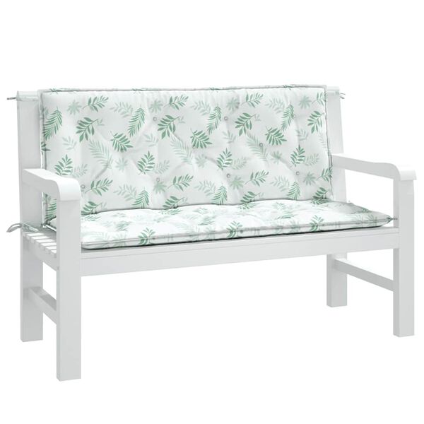 vidaXL Garden Bench Cushion Set of 2 Leaf Pattern 100% polyester