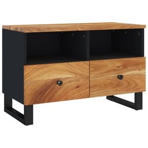 vidaXL TV Cabinet Black and Natural Wood Acacia wood, engineered wood, iron