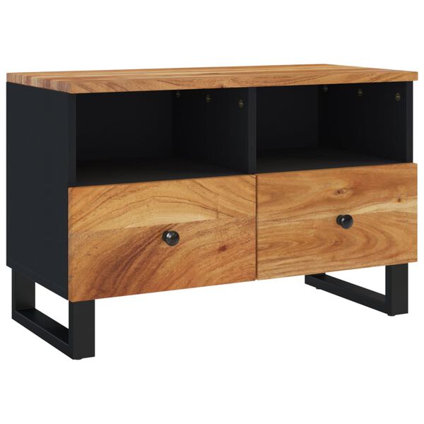 vidaXL TV Cabinet Black and Natural Wood Acacia wood, engineered wood, iron