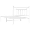 vidaXL Bed Frame White Powder-Coated Steel Twin Bed Frame Rectangular