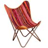 vidaXL Armchair Multicolor Chindi Fabric, Leather, Powder-Coated Iron