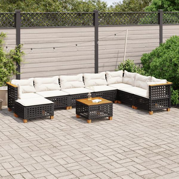 vidaXL Garden Sofa Set Black
