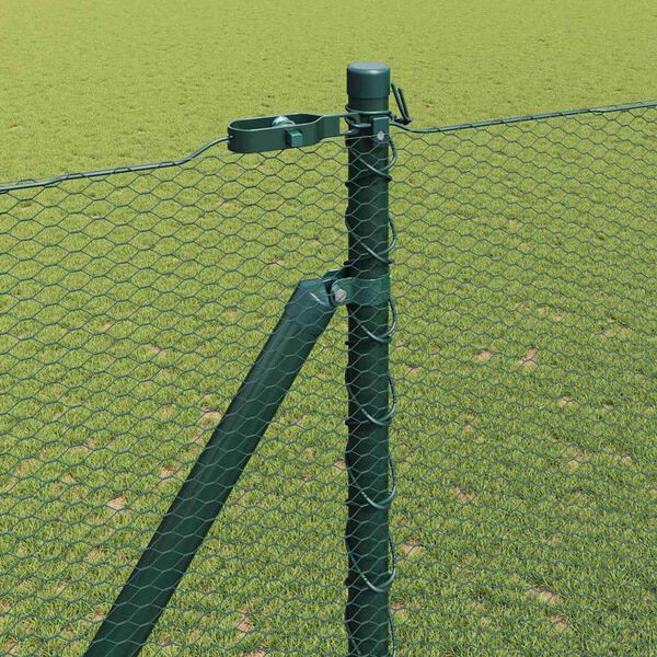 vidaXL Fence Post Green 164.04 x 5.25 ft (0.51 in mesh) Steel and PVC