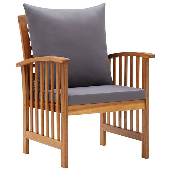 vidaXL Garden Chair Set of 2 Dark grey, Natural wood Solid acacia wood