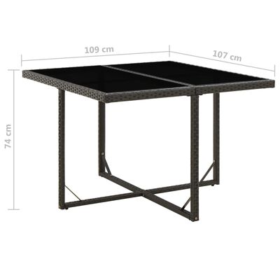 vidaXL Patio Table Black 42.9"x42.1"x29.1" Poly Rattan and Glass