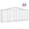 vidaXL Gabion Basket Set of 3 Silver Galvanized Iron