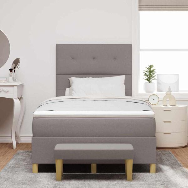 vidaXL Box Spring Bed with Mattress Taupe 47.2" x 74.8" fabric