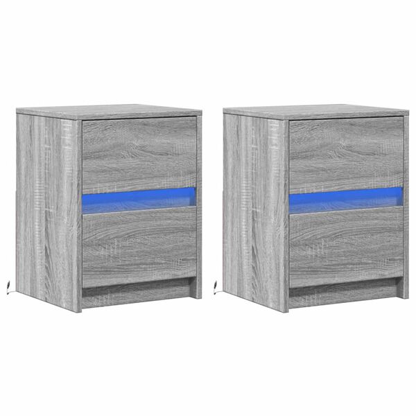 vidaXL Bedside Cabinet Set of 2 Grey sonoma Engineered wood Medium