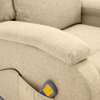 Close-up of armrest and armrest cover showing stitching and a yellow control panel