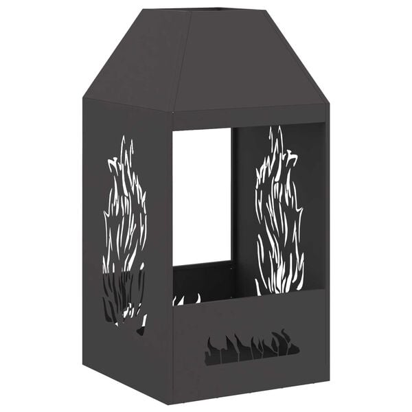 vidaXL Fire Pit Black 19.69 x 19.69 x 39.37 in Steel