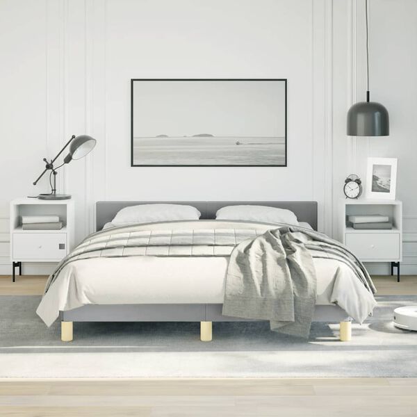 vidaXL Bed Frame With Headboard Light Grey