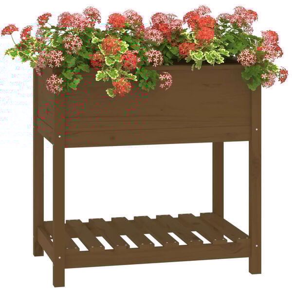vidaXL Planter Honey Brown Solid Pine Wood Medium Durable Planter