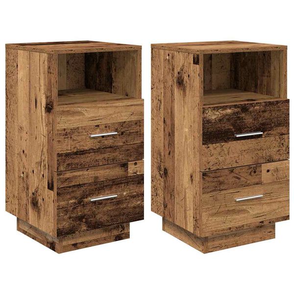 vidaXL Bedside Cabinet Set of 2 Old wood Engineered wood