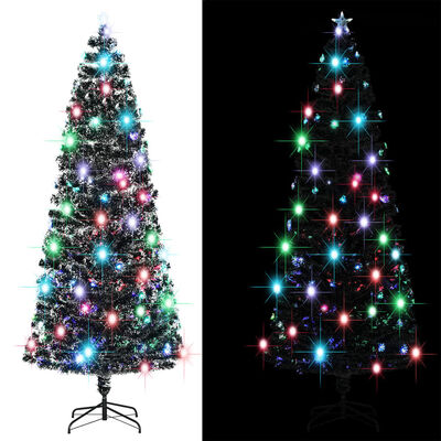 vidaXL Pre-lit Christmas Tree Green and White 8 ft Fiber Optic