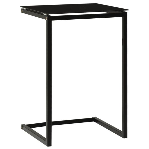 vidaXL Side Table Black Tempered Glass 15.7 x 15.7 x 23.6 in.