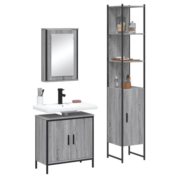 vidaXL Bathroom Furniture Set Grey sonoma