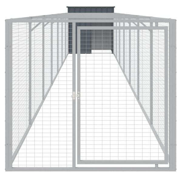 vidaXL Dog House Anthracite Galvanized Steel Large Sturdy Dog House