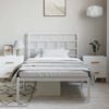 vidaXL Metal Bed Frame White Powder-Coated Steel Twin Single Bed Frame