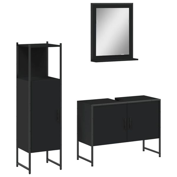 vidaXL Bathroom Cabinet Set Black