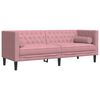 vidaXL 3 Piece Chesterfield Sofa Set with Bolsters Pink Velvet