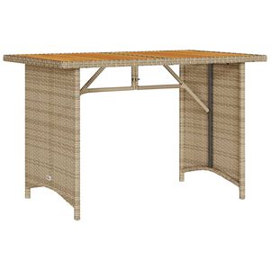 vidaXL Garden Table Beige PE rattan, powder-coated steel, solid acacia wood