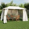 vidaXL Gazebo with Double Roof&Mesh Walls Cream 12.9'x9.6' Steel