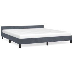 vidaXL Bed Frame With Headboard Dark Grey Velvet California King Modern