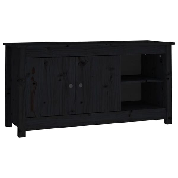vidaXL TV Cabinet Black Solid pine wood 40.6 in x 14.4 in x 20.5 in