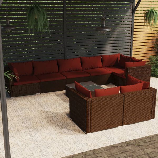 vidaXL Garden Lounge Set Brown PE rattan Large Modular