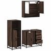 vidaXL Bathroom Furniture Set Brown Oak Engineered Wood, Metal, Glass