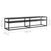 vidaXL TV Cabinet Black Tempered glass, powder-coated steel Large
