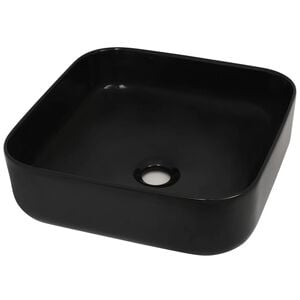 vidaXL Basin Ceramic Square Black 15"x15"x5.3"