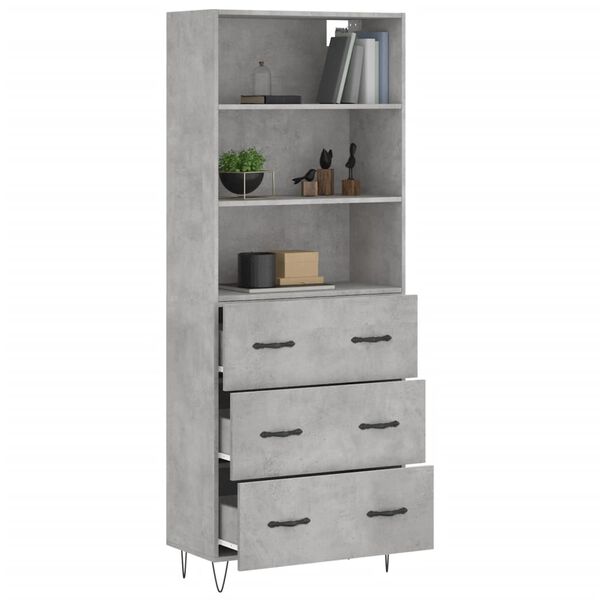 vidaXL Highboard Concrete Grey Engineered Wood, Metal