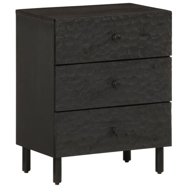 vidaXL Bedside Cabinet Black Solid Mango Wood, Engineered Wood, Iron