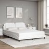 vidaXL Bed Frame White Faux leather, Metal, Solid pine wood, Plywood