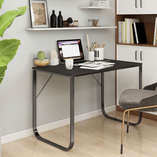vidaXL Computer Desk Black Engineered wood 43.3 x 23.6 x 28.7 in Durable