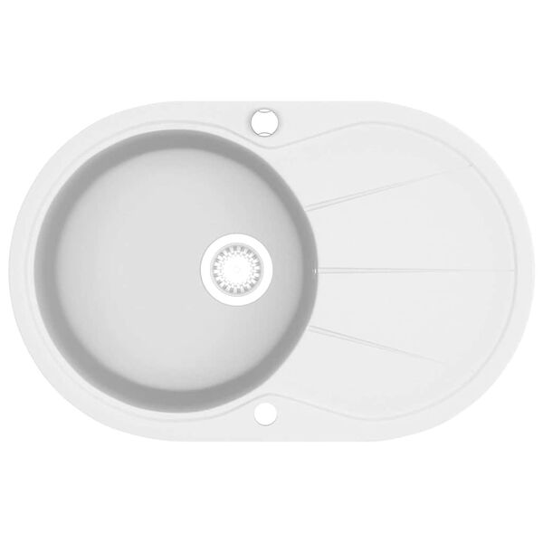 vidaXL Granite Kitchen Sink Single Basin Oval White