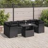 vidaXL Garden Sofa Set Black PE Rattan Medium Adjustable Armrests