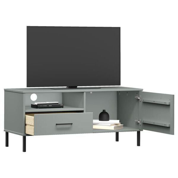 vidaXL TV Cabinet Grey Solid Pine Wood Medium TV Cabinet Rectangular