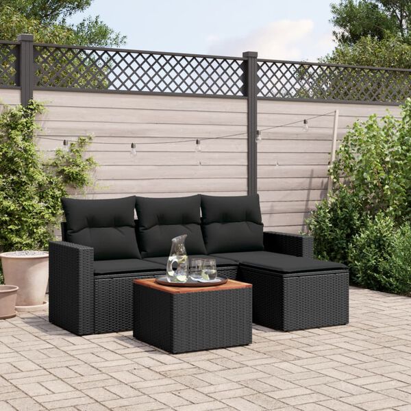 vidaXL Garden Sofa Set Black