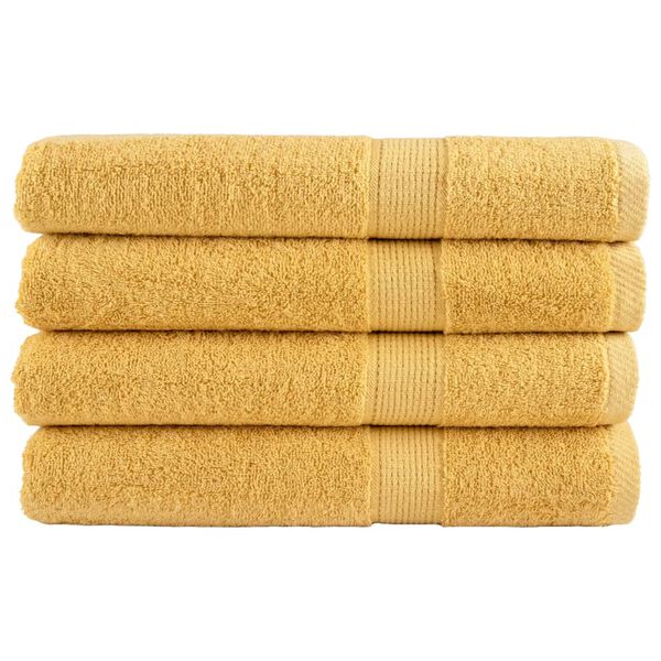 vidaXL Sauna Towel Set of 4 Gold 100% Cotton 31.5 x 78.7 in