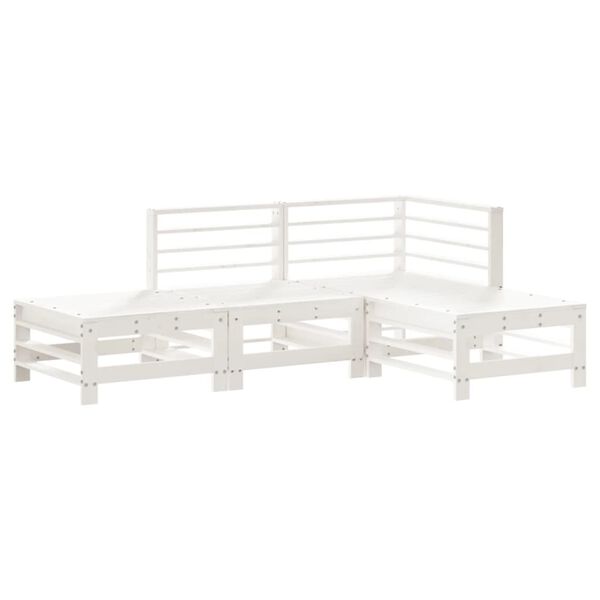 vidaXL Garden Lounge Set White Solid Pine Wood Standard Modular