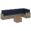 vidaXL 7 Piece Patio Sofa Set with Cushions Gray Poly Rattan