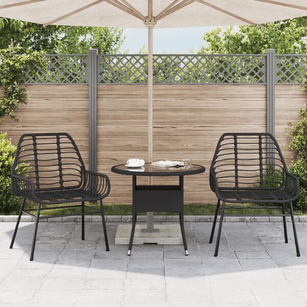 vidaXL Garden Chair Black PE rattan, powder-coated steel Medium