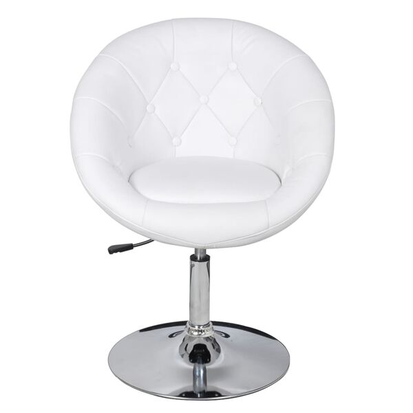 vidaXL Lounge Chair White PVC, Polyester, Cotton, Polyurethane, Steel