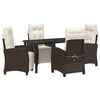 vidaXL Garden Dining Set with Cushion 5 pcs Brown Poly Rattan