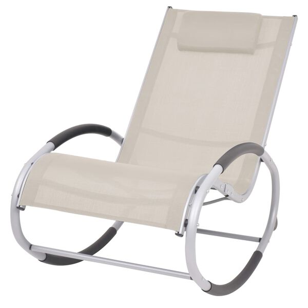 vidaXL Rocking Chair Cream and Gray Textilene fabric, aluminum, iron